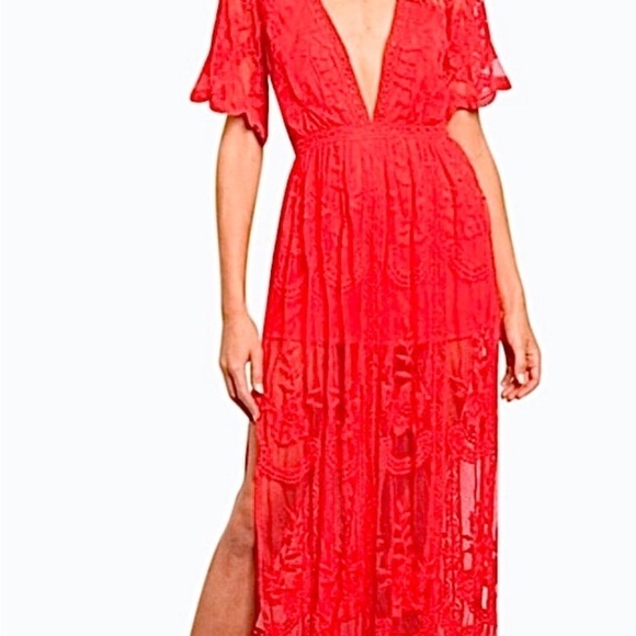 Honey Punch Lace Maxi Dress Romper - Picture 3 of 16